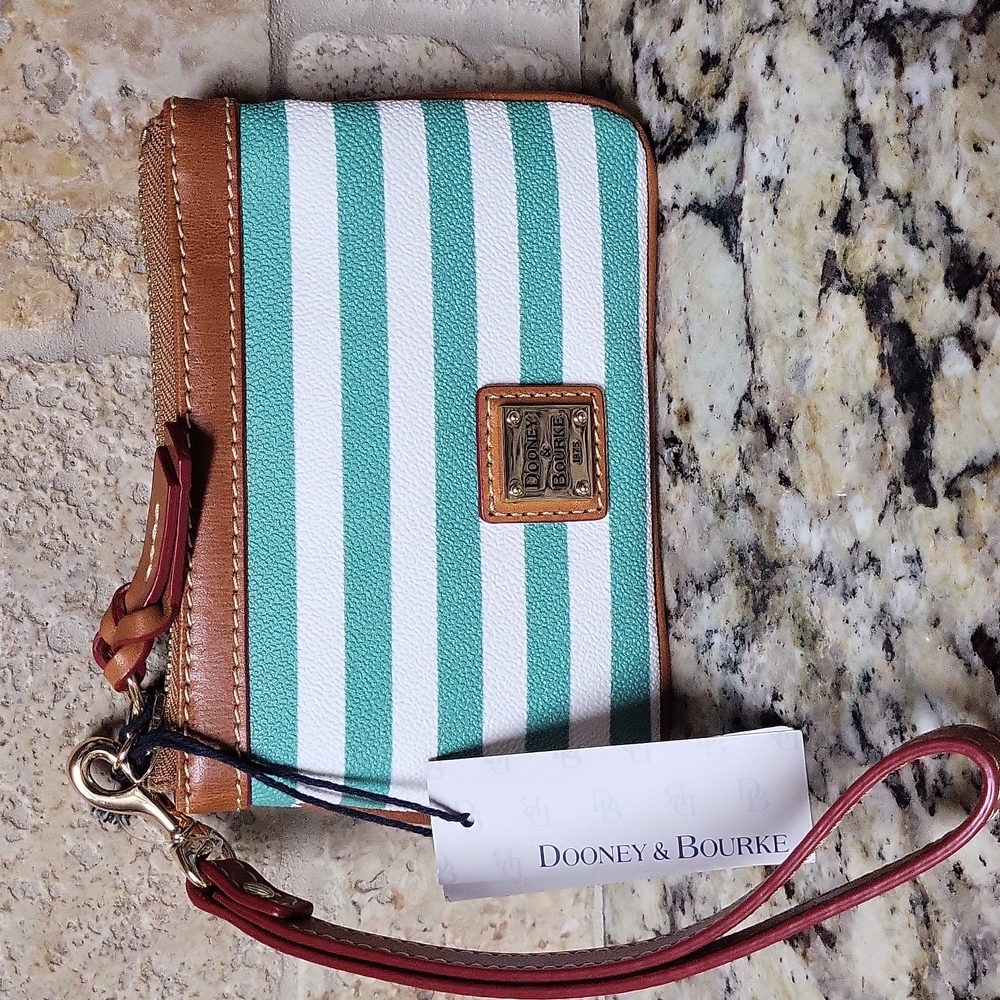Dooney & Bourke Green Striped Wristlet